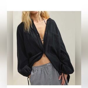 Aerie Black Button-Down Shirt